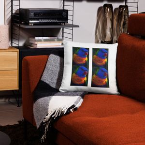 BLUE ORANGE PARROT ON ALL OVER PRINT BASIC PILLOW CASE 18 X 18