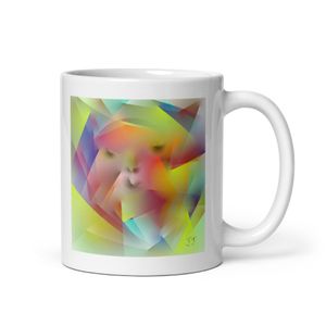 006 - CUBEFACE WHITE GLOSSY MUG 11 OZ