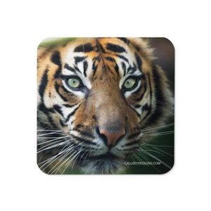 FEMALE TIGER CORK BACK COASTER 3.74 X 3.74