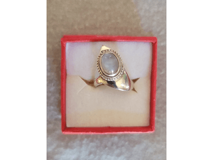 925 Silver Moonstone Ring w/ Contemporary Asymmetrical Setting