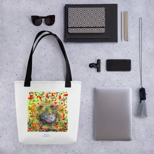 43 WORM HOLE ALL OVER PRINT TOTE BAG 15 x 15
