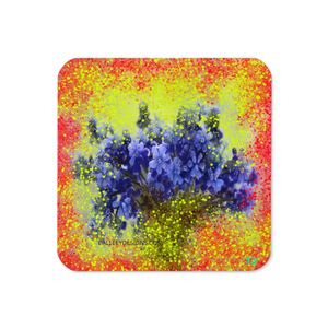 79 BLUE FLORAL CORK BACK COASTER 3.74 X 3.74