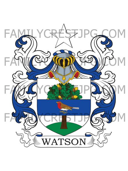 Watson Family Crest - Broomieknowe, co. Dumbarton, Scotland