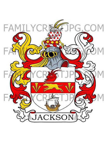 Jackson Family Crest - Arlesey, co. Bedford, England