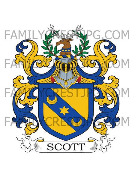Scott Family Crest - Burnhead, co. Roxburgh, Scotland