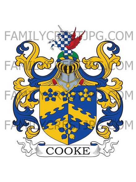 Cooke Family Crest - Polstead Hall, co. Suffolk, and Wargrave, co. Berkshire, England
