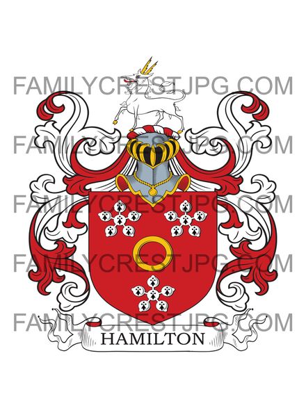 Hamilton Family Crest - Dalzell, co. Lanark, Scotland
