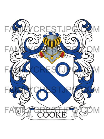 Cooke Family Crest - Nether Arley, co. Worcester, England