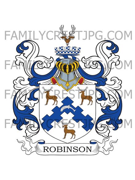 Robinson Family Crest - Moore Place, co. Buckingham, England