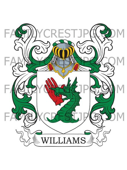 Williams Family Crest - Eltham, co. Kent, England