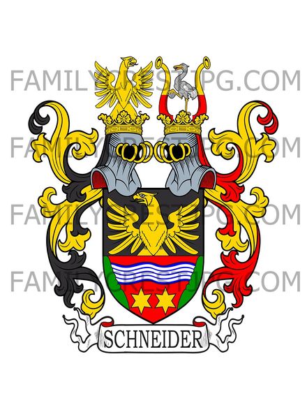 Schneider Family Crest - von Ernstheim, Austria 1874 - Snider