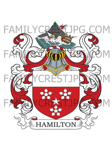Hamilton Family Crest - Bangour, co. Linlithgow, Scotland