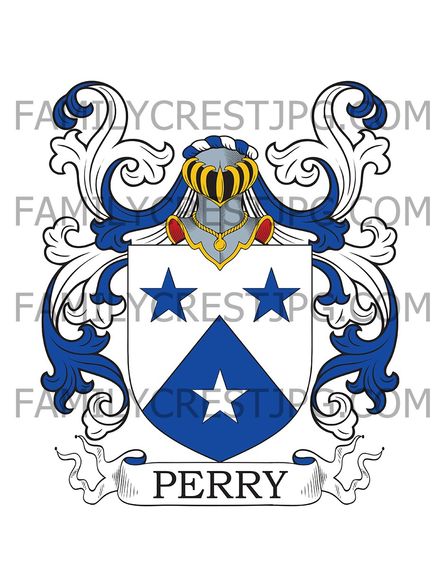 Perry Family Crest - Turville, co. Bucks, England