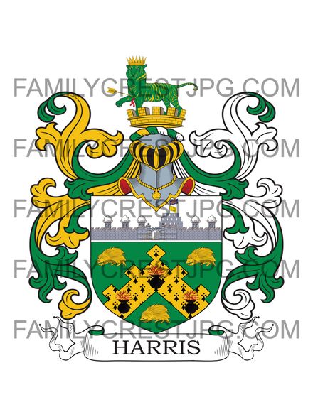 Harris Family Crest - Brasted, co. Kent, England