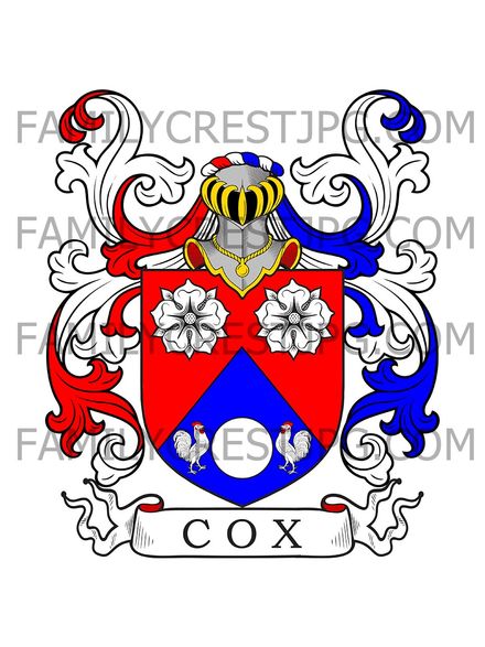 Cox Family Crest - Spondon Hall, England