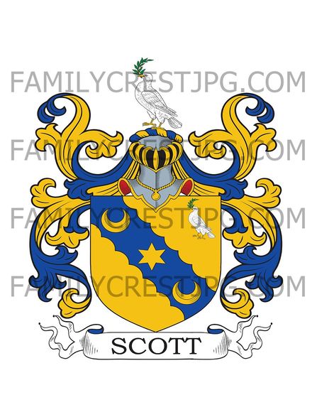 Scott Family Crest - Dunninald Castle, co. Angus, Scotland