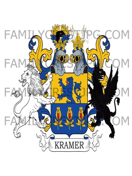 Kramer Family Crest - Sweden 1837 - Kraemer