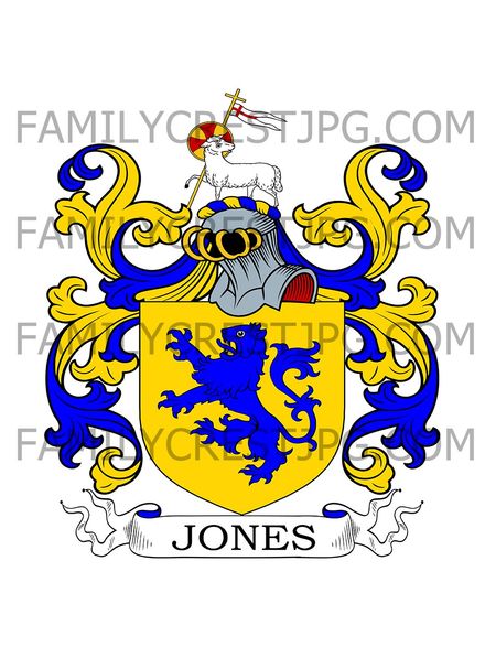 Jones Family Crest - Uppingham, co. Rutland, England