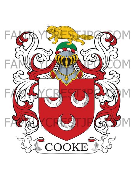 Cooke Family Crest - Kent, and Broadwater, co. Sussex, England