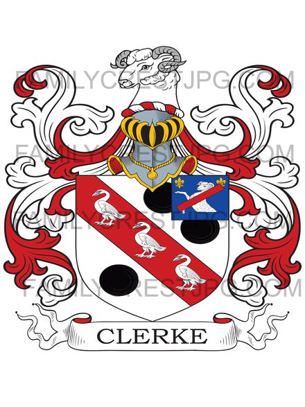 Clerke Family Crest - Hitcham, co. Bucks, England