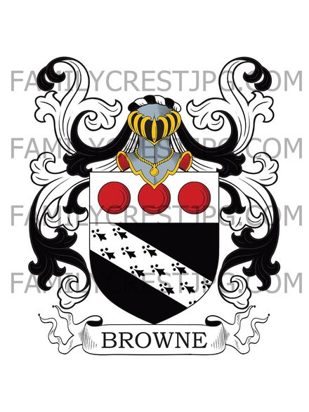Browne Family Crest - Essex &amp; Kiddington, co. Oxford, England