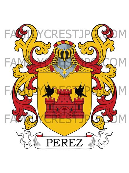 Perez Family Crest - de Moreno, Castile &amp; Catalonia