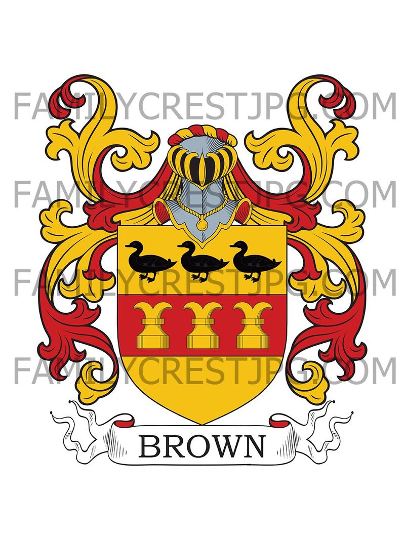 Brown Family Crest - Norton, co. Gloucester, England 