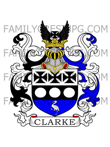 Clarke Family Crest -  Ockley, co. Surrey, England