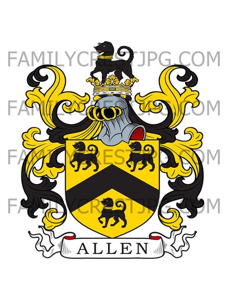 Allen Family Crest - Grove, co. Kent, England