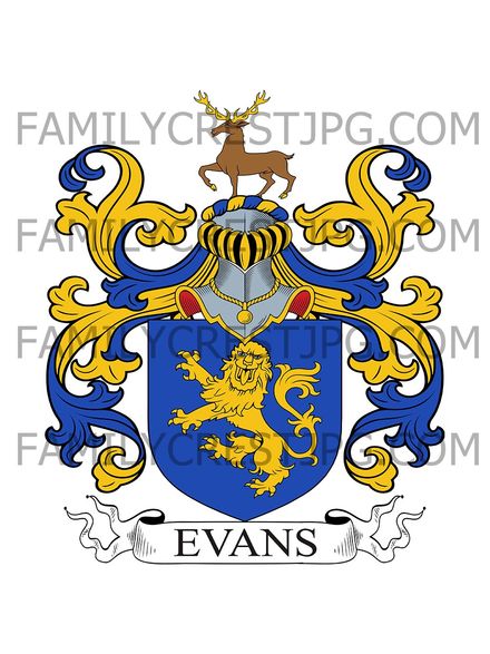 Evans Family Crest - Rhyd-y-Carew, co. Montgomery, Wales