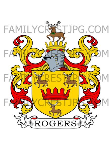 Rogers Family Crest - London, England &amp; Wrexham, co. Denbigh, Wales
