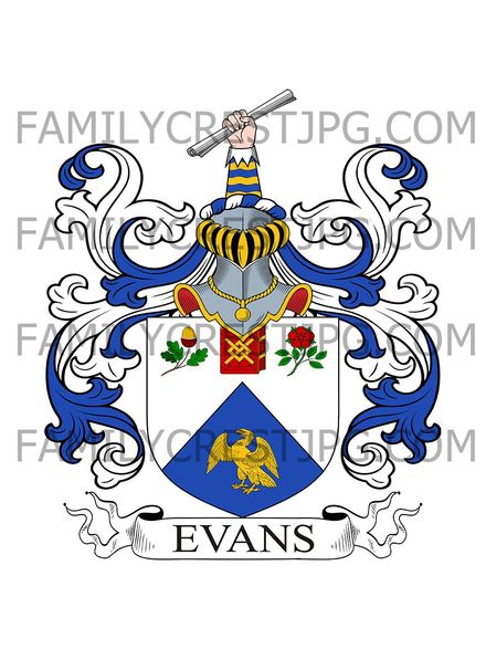 Evans Family Crest - Norwich, co. Gloucester, England