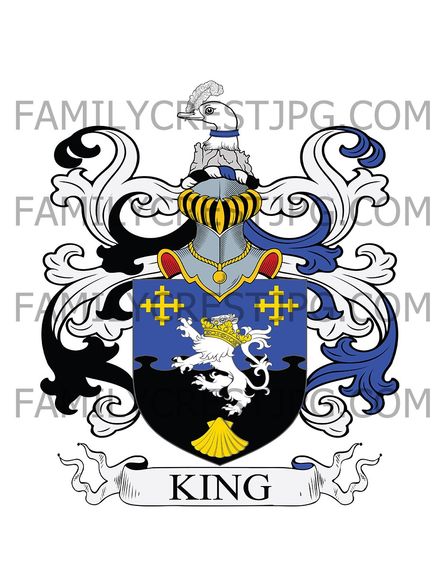 King Family Crest - The Hyde, co. Middlesex, England