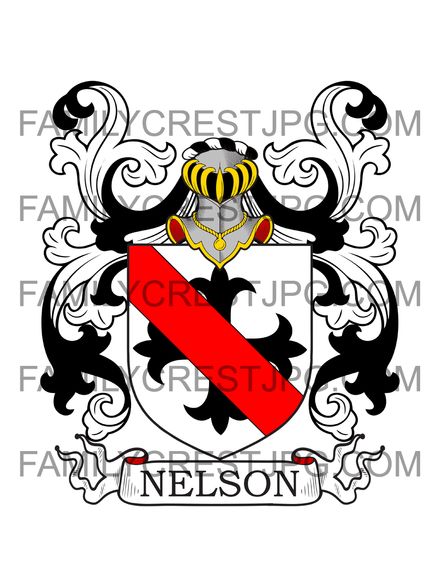 Nelson Family Crest - Mawdesley, co. Lancashire, England