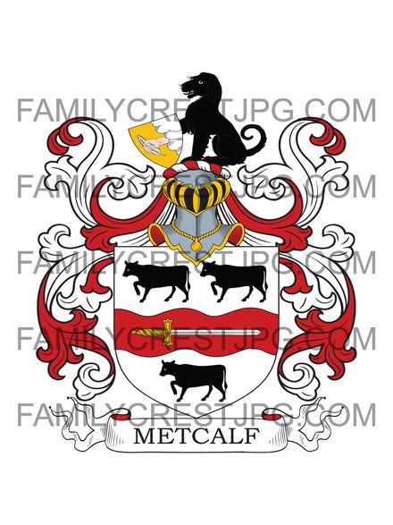 Metcalf Family Crest - Chilton, co. Berkshire, England 1802