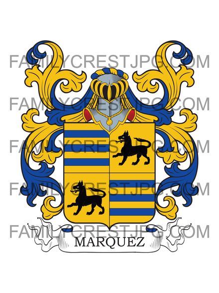 Marquez Family Crest - de la Plata, Galicia, Spain, Seville, and Ecuador