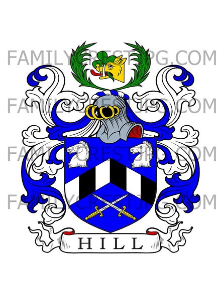 Hill Family Crest - Knutsford, co. Cheshire, England