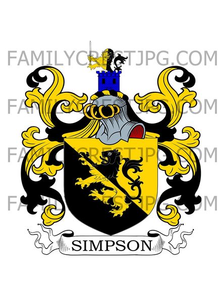 Simpson Family Crest - Sheffield, co. York, England