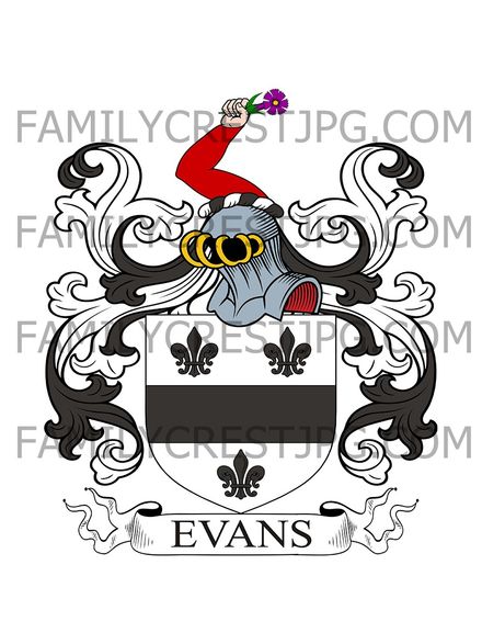Evans Family Crest - Oswaldestre, co. Shropshire, England
