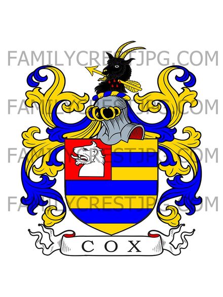 Cox Family Crest - Beamonds, co. Hertford, England