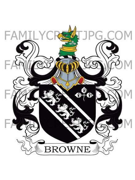 Browne Family Crest - Snelston, co. Derbyshire, England
