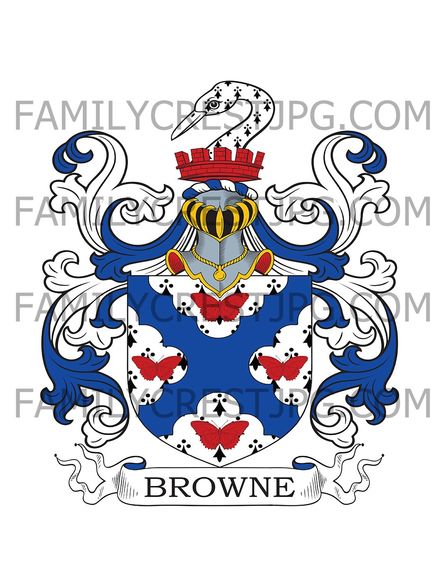 Browne Family Crest - Hungry Bentley, co. Derby, England