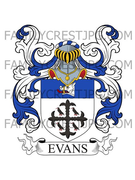 Evans Family Crest - Welland, co. Worcester, England 