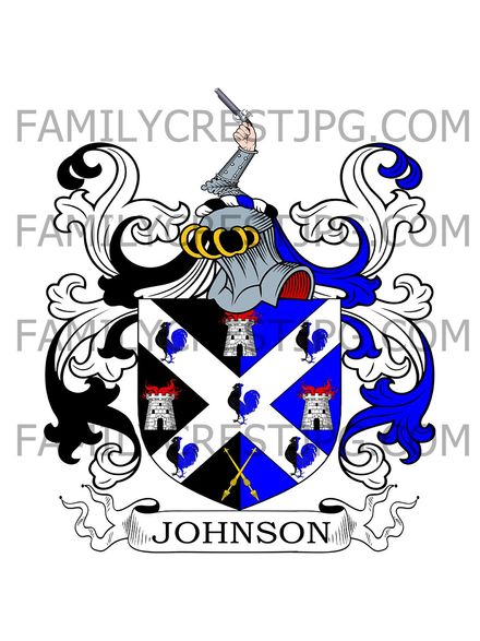 Johnson Family Crest - Kittlesworth, co. Durham, England
