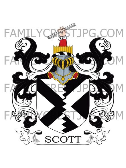 Scott Family Crest - Woolston Hall, co. Essex, England