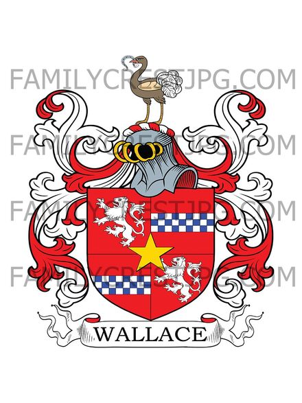Wallace Family Crest - Helston &amp; Ingliston,, co. Ayrshire, Scotland