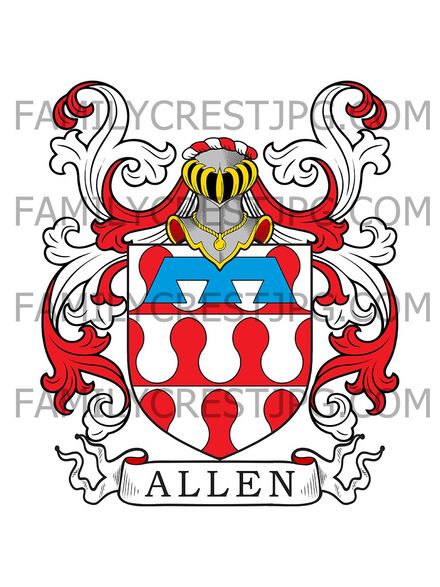 Allen Family Crest - Lancashire, England