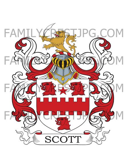Scott Family Crest - Brotherton, co. Kincardine, Scotland 