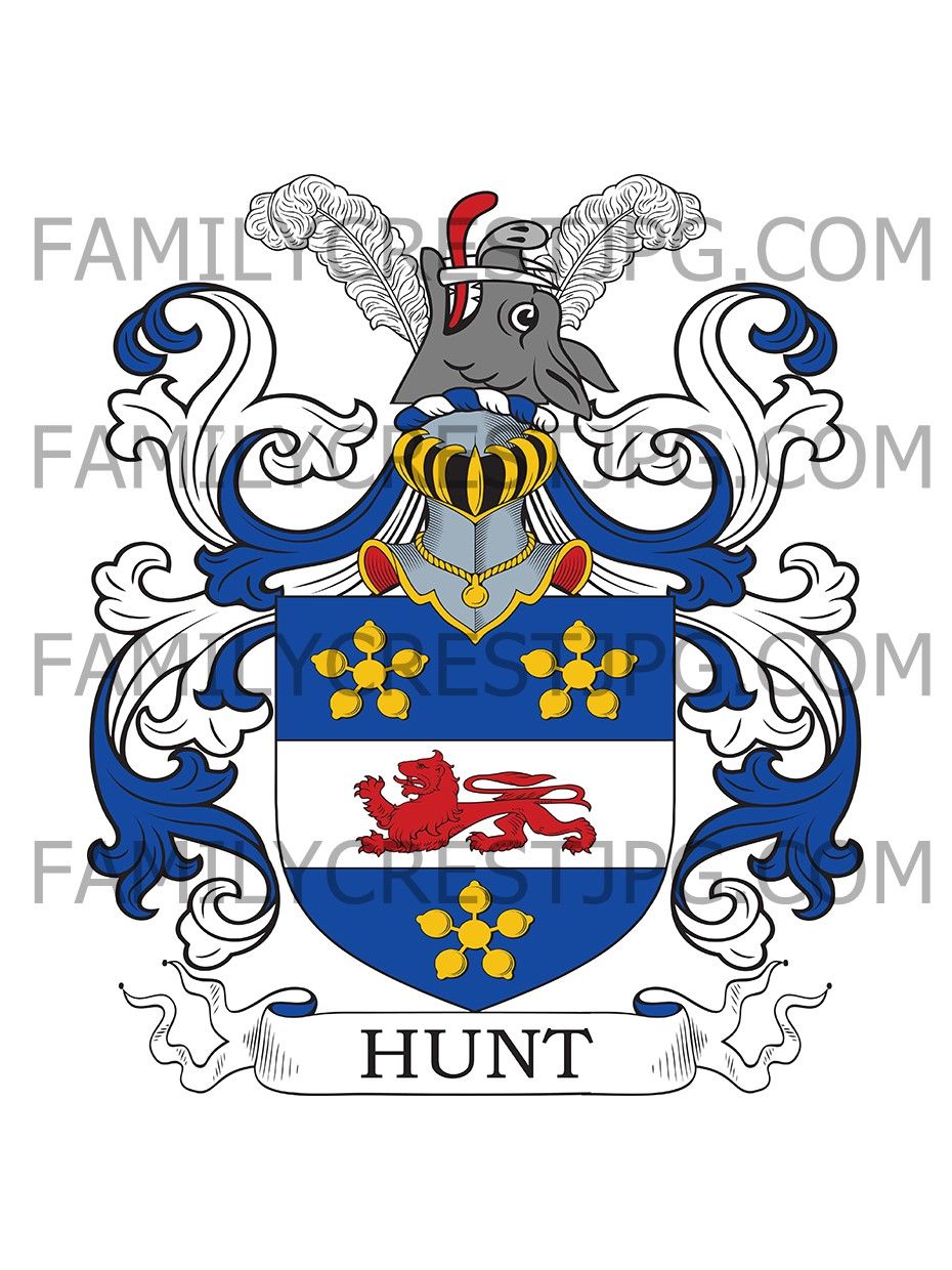 Hunt Family Crest - Buckingham, England