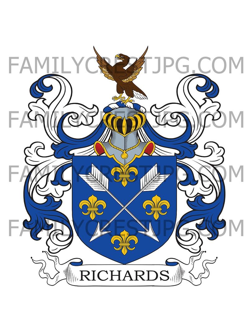 Richards Family Crest - Heath, co. Hampshire, England